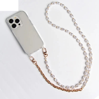 DIY Luxury Pearl Chain Crossbody Strap Shockproof Acrylic Lanyard Phone Case for iPhone 16 14 13 12 PRO 15 Pro Max X XS 7 8 Plus