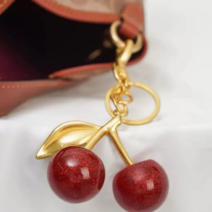 EVISPOL Fashion Red Cherry Keychain Summer Fruits Cherries Pendant Keyring for Women Men Jewelry Bag Accessories Gift
