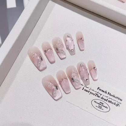 10Pcs French Handmade Press on Nails Candy Color Fake Nails Wearable Stick-on Nails False Nail Uñas Postizas Накладные Ногти 네일팁