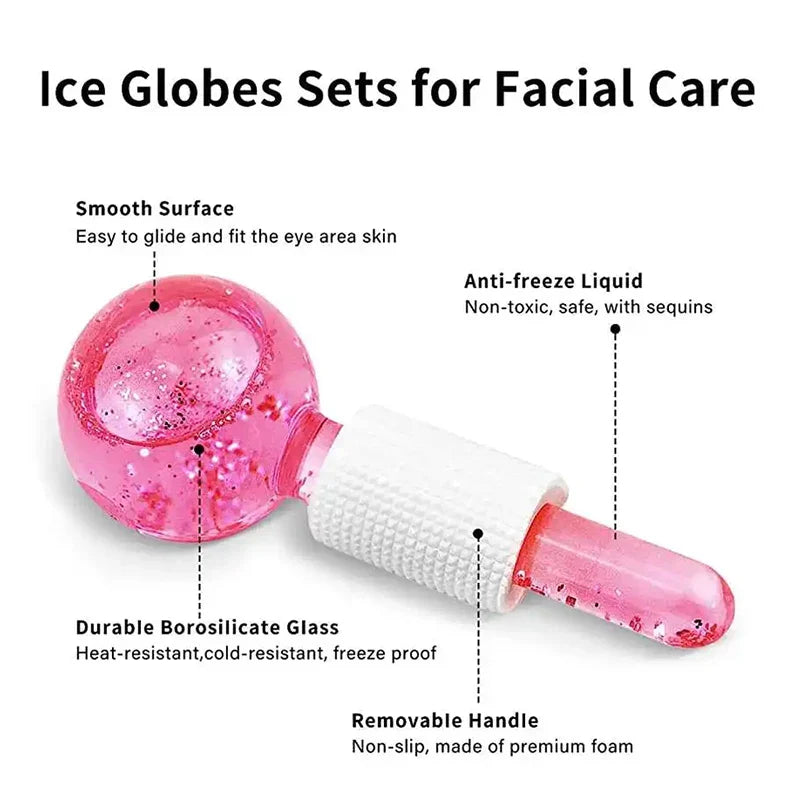Hot Selling Skin Ice Globes Rose Gold Cooling Facial Ice Globes Beauty Roller Stainless Steel Magic Metal Cold Therapy Hand Held