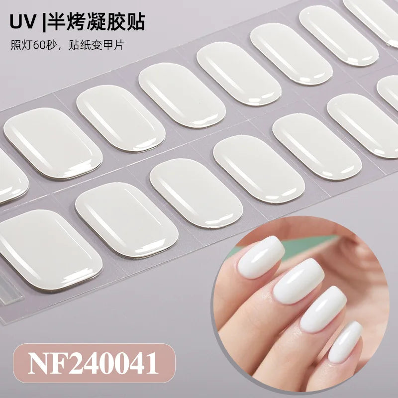 Semi-Cured Nail Wraps Autocollants Pour Ongles UV Adhesive Full Cover Stickers for Nails Lamp Need Press On Nails DIY Manicure