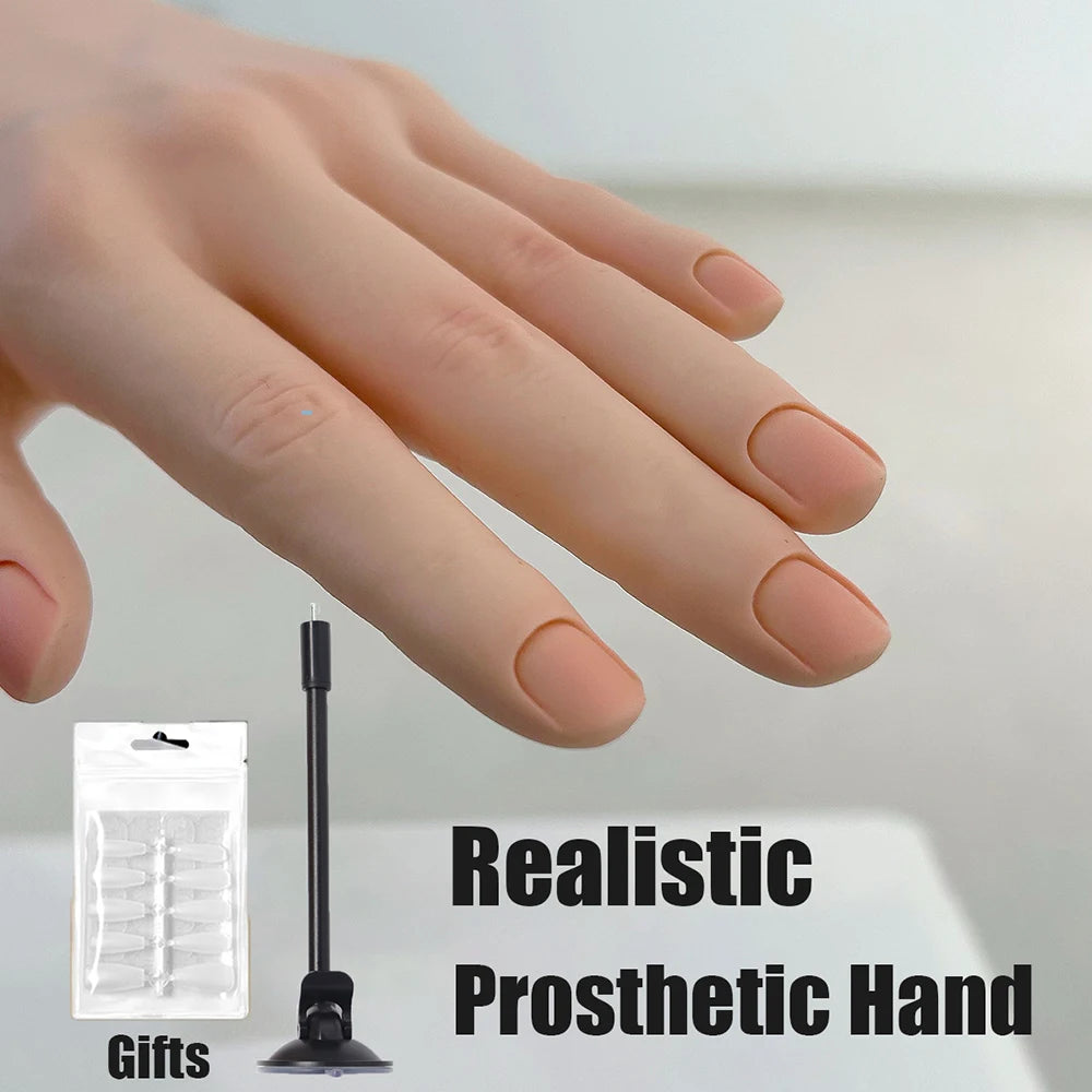 1Pcs Realistic Prosthetic Hand Jewelry Display Hand Silicone Hygiene Nail Art Practice Hand