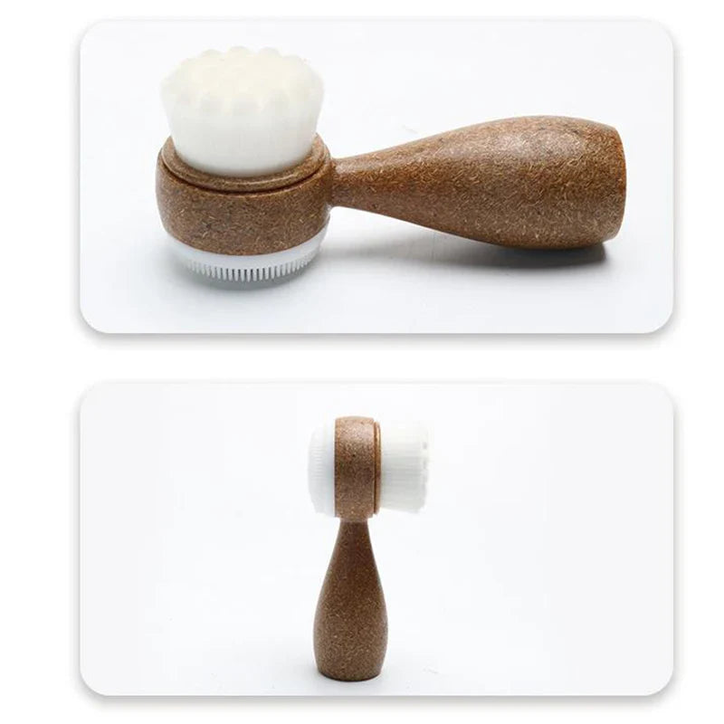 1Pc Coconut Shred Handle Facial Brush Double Sided Facial Cleanser Blackhead Removing Pore Cleaner Exfoliating Facial Brush
