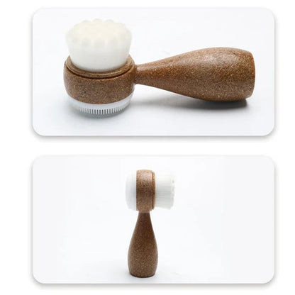 1Pc Coconut Shred Handle Facial Brush Double Sided Facial Cleanser Blackhead Removing Pore Cleaner Exfoliating Facial Brush