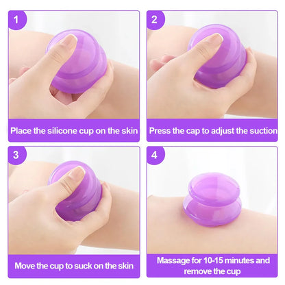 4Pcs Silicone Cupping Set Suction cups Vacuum Suction Jars Therapy Slimming Body Face Massage Cupping Anti Cellulite Weight Loss