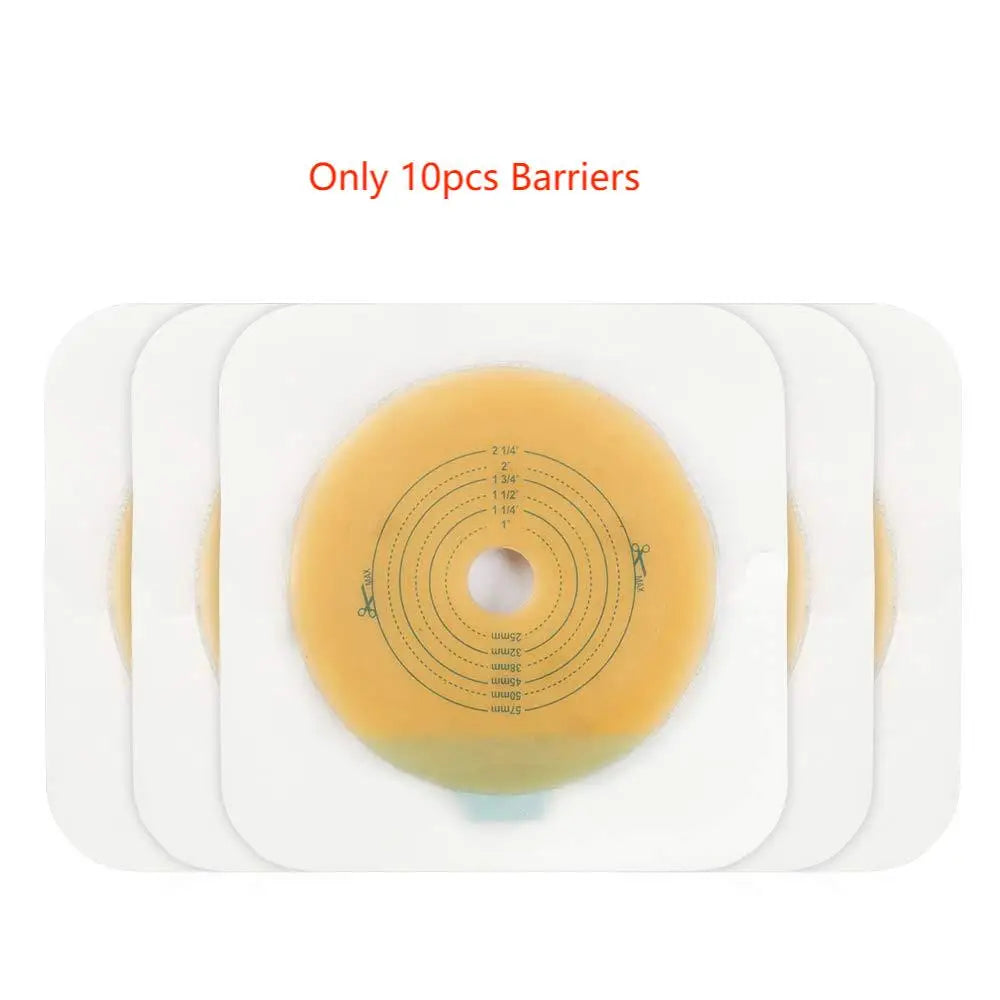 10barriers or 15bags+6barrier Ostomy Supplies Colostomy Bags Two Piece Drainable Pouches with hoop and look Ileostomy Stoma Care