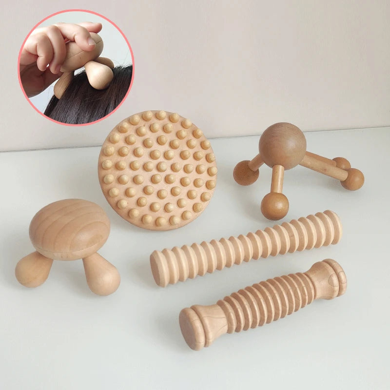 Massage Manual Wood Therapy Massage Tool Wooden Mushroom Shape Anti Cellulite Maderoterapia Lymphatic Drainage For Full Body Use