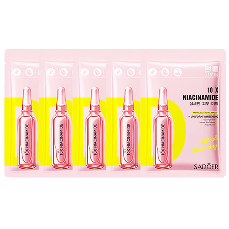 5/10pcs SADOER Nicotinamide Vitamin C Face Mask Hyaluronic Acid Moisturizing Hydrating Facial Masks Korean Cosmetics Skin Care
