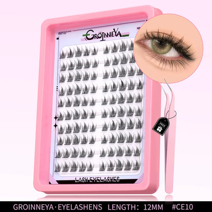 GROINNEYA Natural Cluster Lashes Manga Lashes Soft Cross Wispy Individual Cluster Eyelashes Extension Makeup
