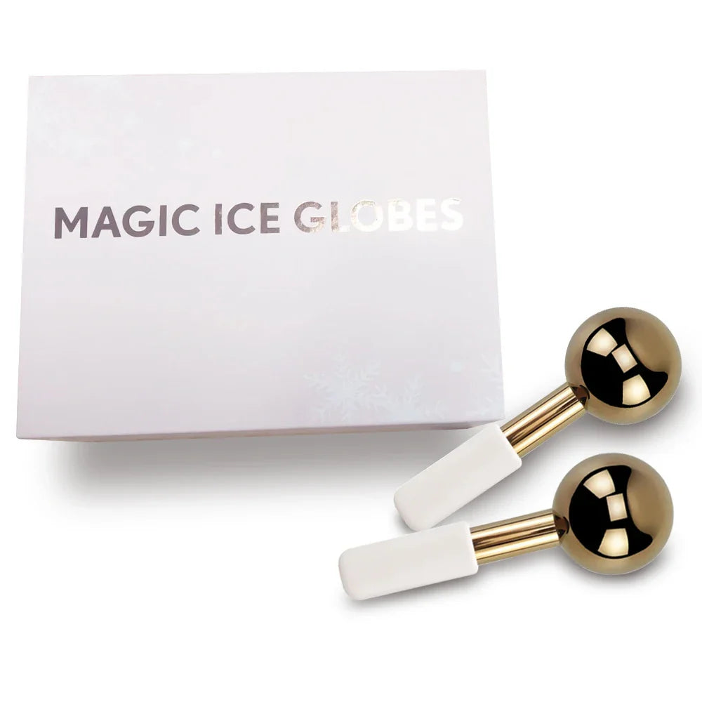 Hot Selling Skin Ice Globes Rose Gold Cooling Facial Ice Globes Beauty Roller Stainless Steel Magic Metal Cold Therapy Hand Held