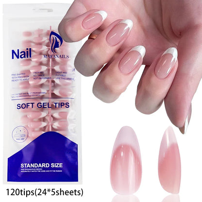 100pcs Black Almond Fake Nail Mid-length Solid Color Artificial Nail Removable Press On Nails Tip Almond Nail Art False Nail