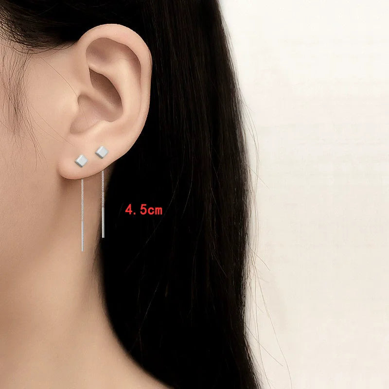 Ventfille 925 Sterling Silver Star Earring for Women Girl Simple Tassels Chain Fashion Office Jewelry Gift Dropshipping