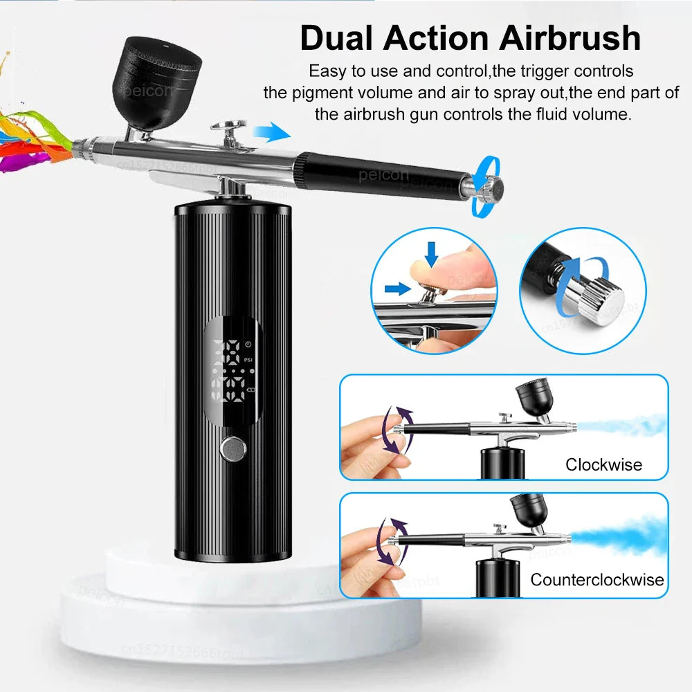 Airbrush Nail with Compressor Cordless Mini Airbrush Nail Kit Portable Electric Mini Spray Gun Multifunctional beauty device