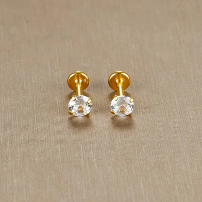 2PC Labret Tragus Stud Earrings 16G Surgical Stainless Steel CZ Crystal Monroe Helix Cartialge Conch Medusa Lip Body Piercing
