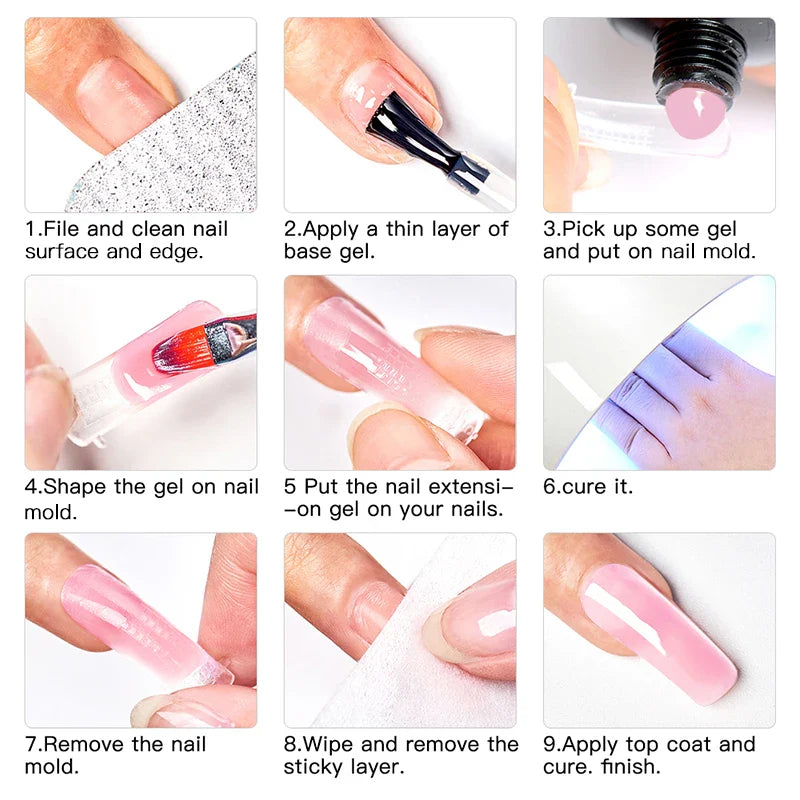 MEET ACROSS 5PCS/SET Extension Gel For Nails Finger Extension Gel Manicure Slip Solution Acrylic Nail Art Varnish DIY Tool