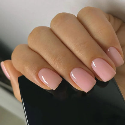 24PCS Short Square False Nails French White Edge Fake Nials Silver Flame Full Cover Press On Nails Detachable Ballerina Nail Tip