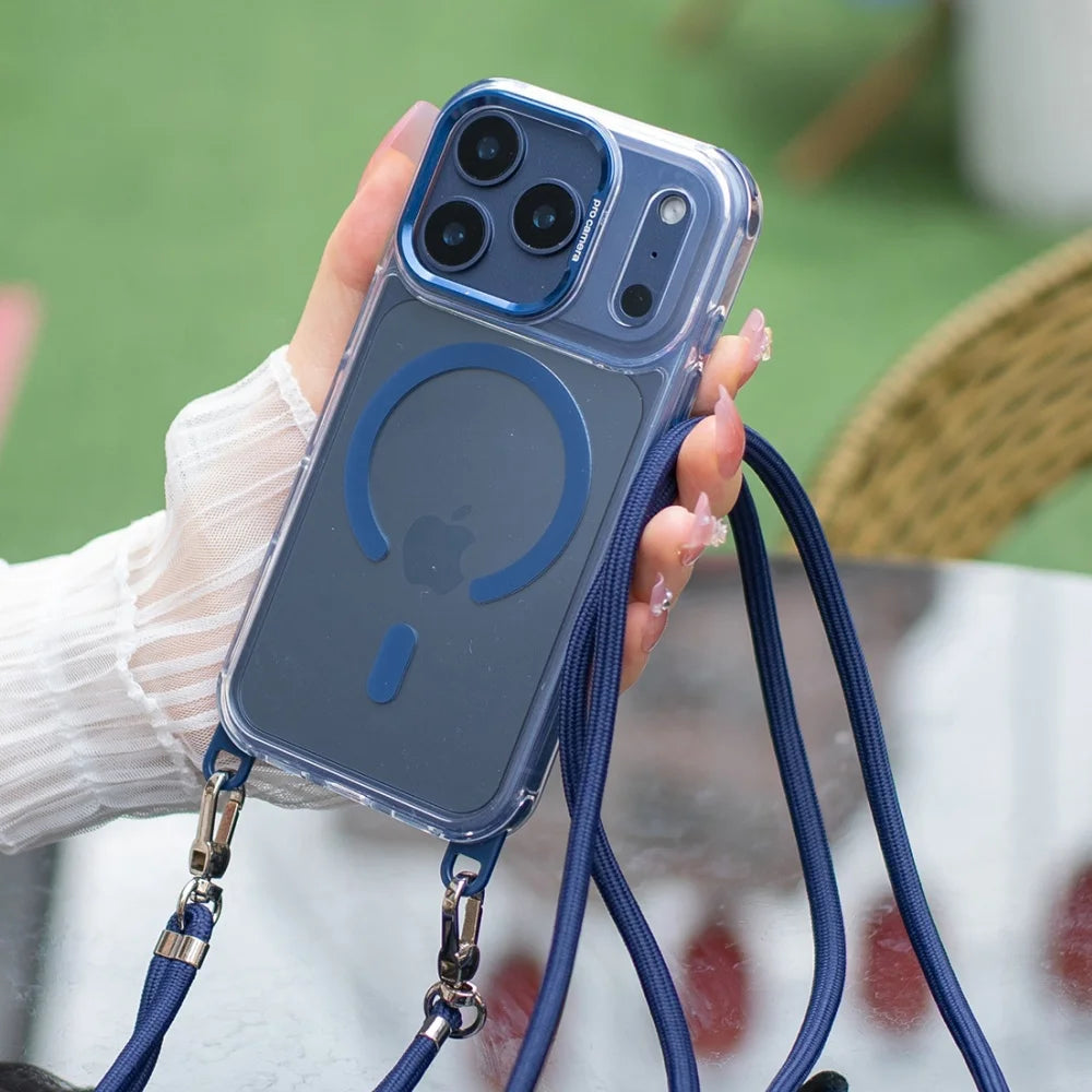 Necklace Strap Cord Rope Magnetic For Magsafe Clear Case For iPhone 17 Pro Max 11 12 13 14 15 16 Plus Removable Lanyard Cover