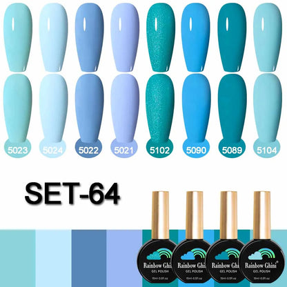 Rainbow Ghini 15ML 8Pcs/Set Nude Glitter Gel Nail Polish HEMA TPO FREE Colorful Nail UV LED Hybrid Gel Varnish All For Manicure