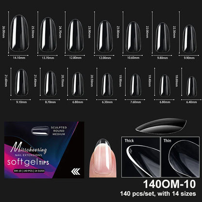 Luxury Acrylic False Nail Tips Almond Coffin Full Cover Super Clear Square Artificial Extension Soft Gel Tip Salon Manicure Tool