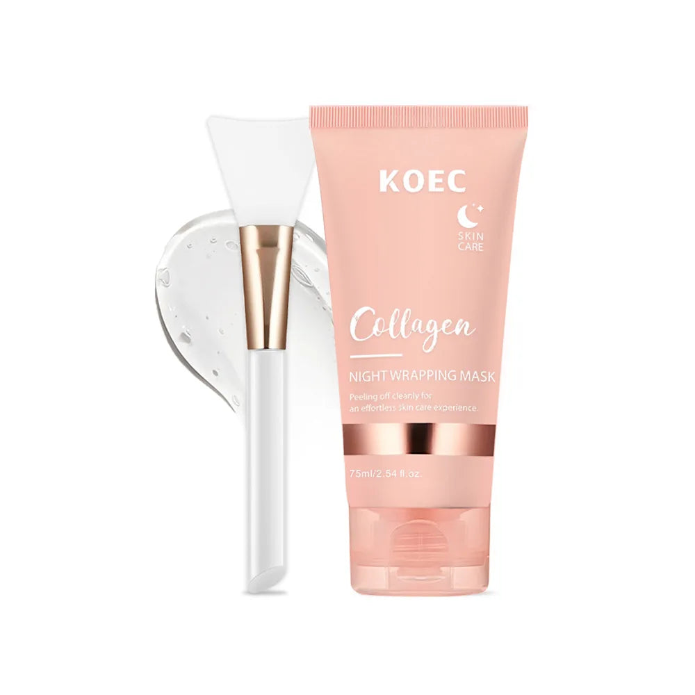 Korean Collagen Overnight Facial Mask Set - Deeply Hydrating Peel off Night Wrapping Cream for Night Care