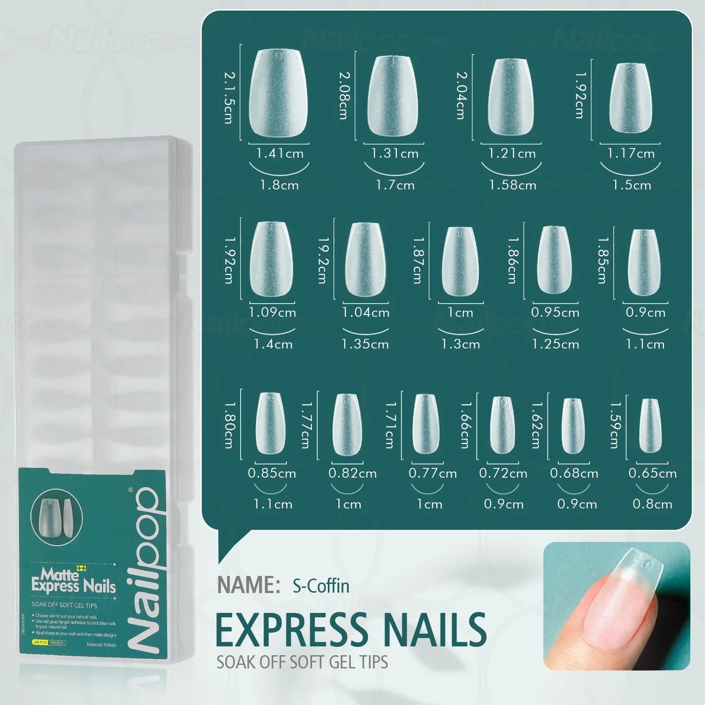NAILPOP 240pcs Matte Fake Nails NO Polishing Press on False Nails Medium Short Design High Matt Soft Gel Nail Tips for Extension