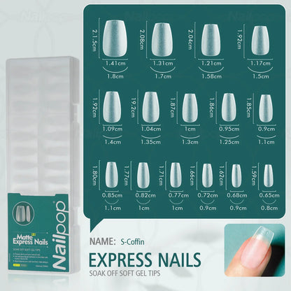 NAILPOP 240pcs Matte Fake Nails NO Polishing Press on False Nails Medium Short Design High Matt Soft Gel Nail Tips for Extension