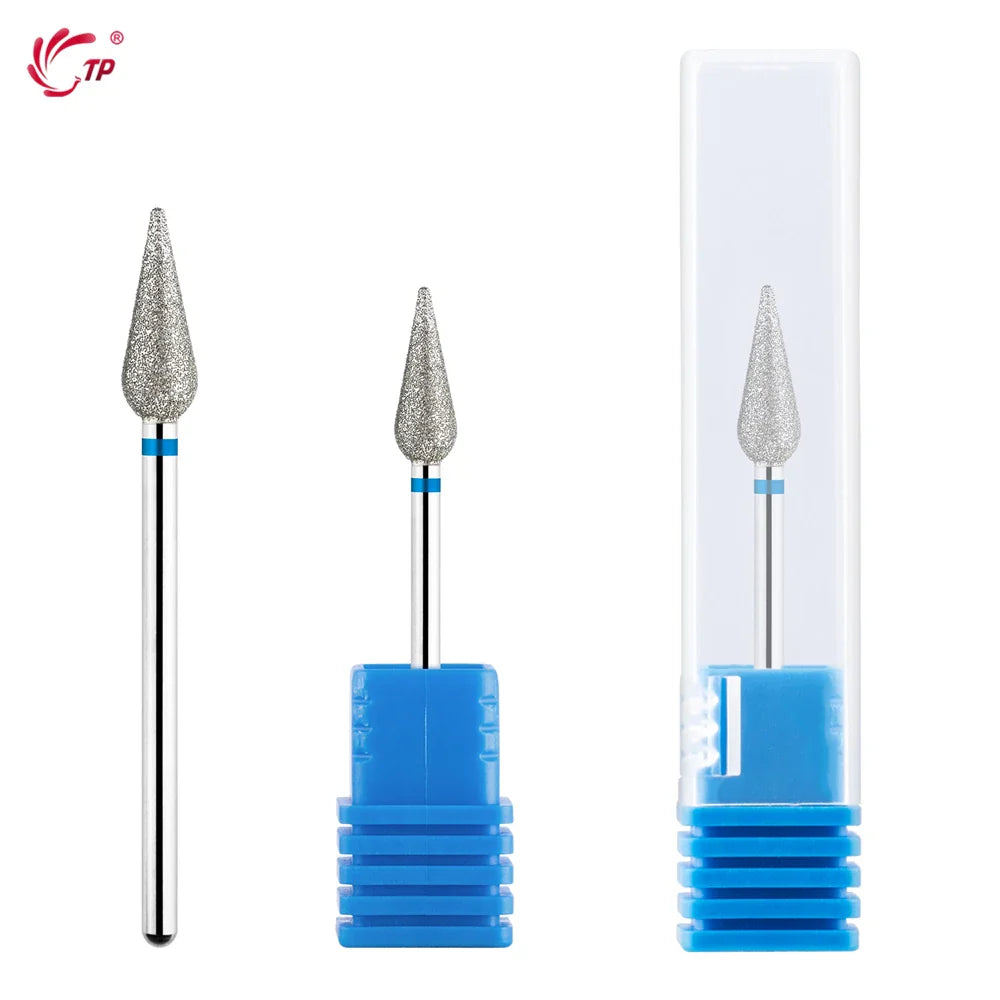 TP 3pcs/set Flame Diamond Nail Drill Bits 3/32'' Russian Electric File Bits Milling Cutter for Manicure Cuticle Remove Nail Tool