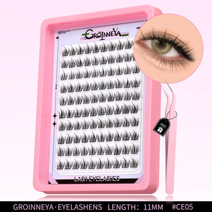 GROINNEYA Natural Cluster Lashes Manga Lashes Soft Cross Wispy Individual Cluster Eyelashes Extension Makeup