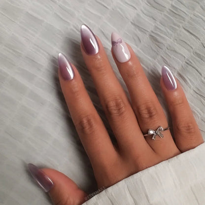 24pcs French Simple Fake Nails Ins White Edge Nude Color False Nail Tips Almond Stick on Nail Patch for Girl Lady Manicure Tools
