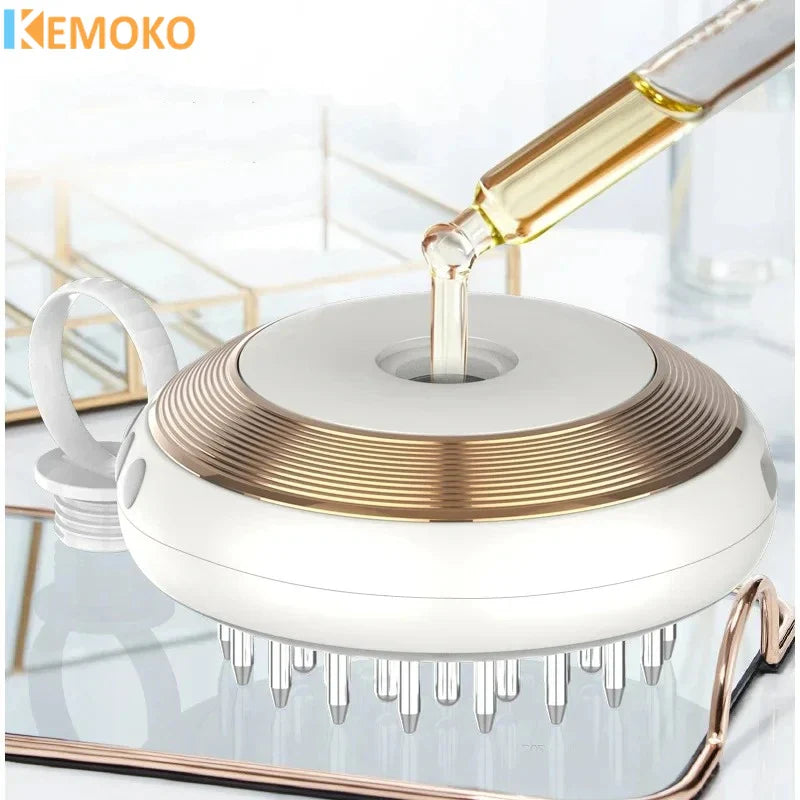 Electric Scalp Massage Comb Therapy EMS Vibration Massage Brush Anti-Hair Loss Medicine Scalp Oil Applicator With Liquid Guide