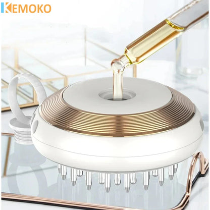Electric Scalp Massage Comb Therapy EMS Vibration Massage Brush Anti-Hair Loss Medicine Scalp Oil Applicator With Liquid Guide