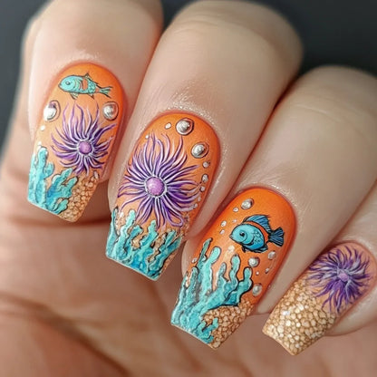 Medium fake nails for women gilrs gradient blue pink starry sky star moon Y2K design Almond nail tips press on false nail set