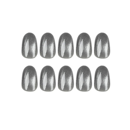 24pcs/set cat eyes fake nails for women girls red brown green blue grey sparkling short tips faux ongles press on false nail