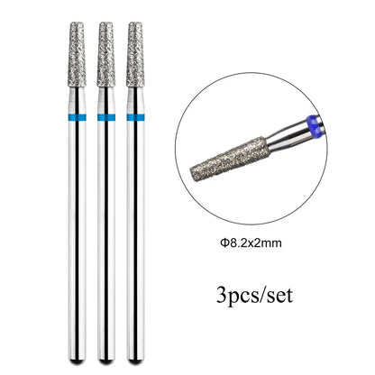 TP 3pcs/set Flame Diamond Nail Drill Bits 3/32'' Russian Electric File Bits Milling Cutter for Manicure Cuticle Remove Nail Tool