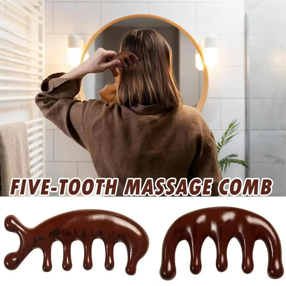 Wood Deer Antler Five Paws Massage Comb Meridians Dredging Scalp Facial Massage Comb Gifts ABS Head Scalp Body Massagers Tool