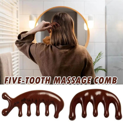 Wood Deer Antler Five Paws Massage Comb Meridians Dredging Scalp Facial Massage Comb Gifts ABS Head Scalp Body Massagers Tool