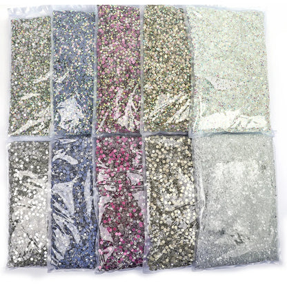SS3-SS50 Big Bag Glitter Non hotfix FlatBack Wholesale Top Quality Better DMC Crystal AB Glass Strass Iron On Hotfix Rhinestones