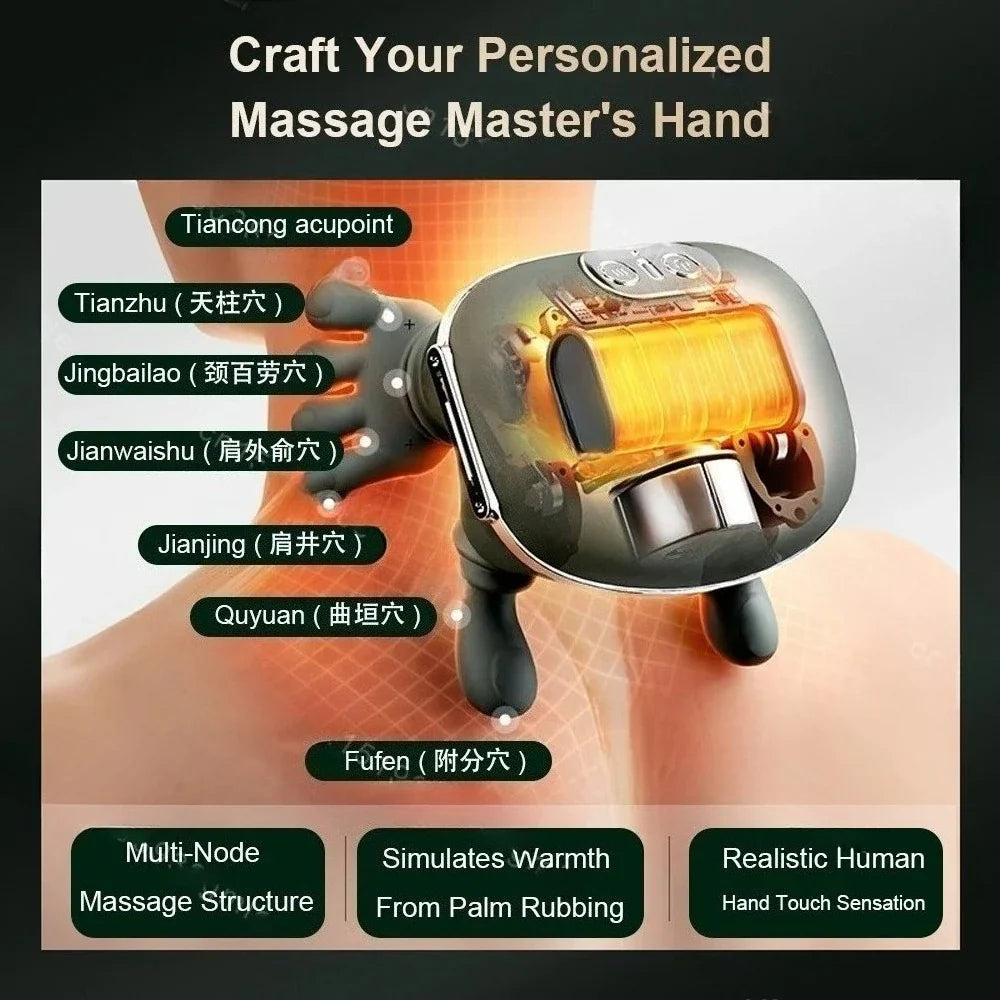 Neck Shoulder Massager Deep Tissue Shiatsu Back Cervical Massage Machine Bionic Heated Fatigue Relief Relax Muscle ﻿3-Level ﻿