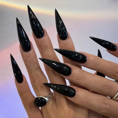 24Pcs White Gradient Press on False Nails Acrylic Stiletto Almond Fake Nail Wearable Solid Color Simple Full Cover Manicure Tips