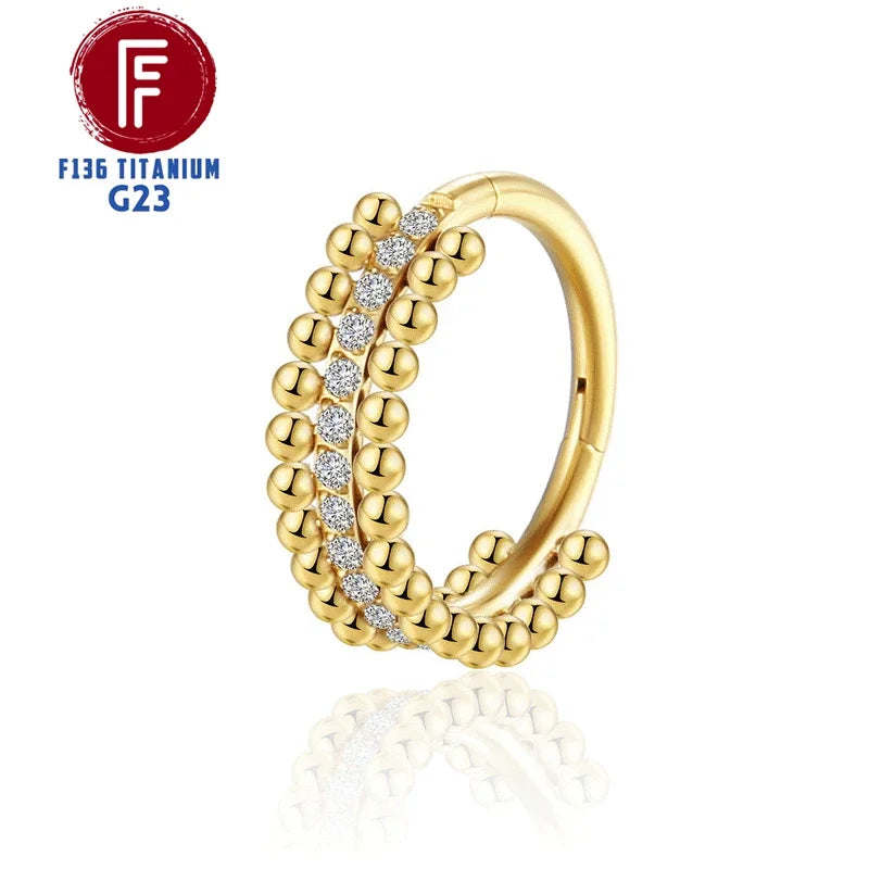 G23 Titanium Daith Cartilage Earrings 16G Helix Nose Septum Piercing Conch Hinged Clicker Body Jewelry Ear Ring Zircon Wholesale