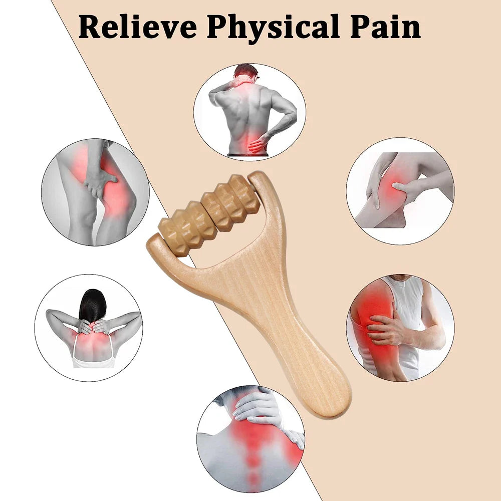 1Pcs Wooden Massage Roller,Multi-Functional Roller for Cellulite Reduction,Muscle Tension,Supports Skin Health,Full Body Roller