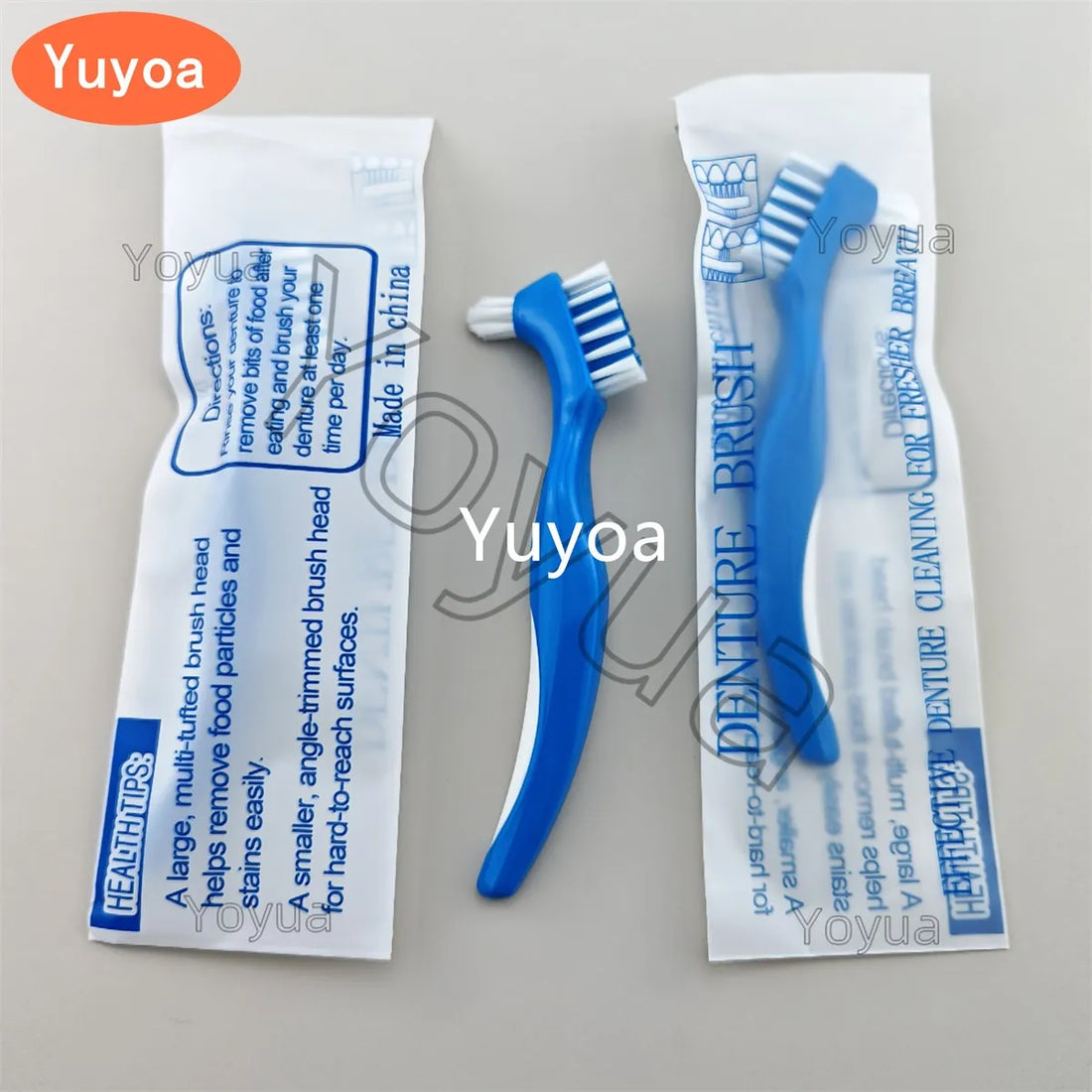 30pcs Denture Cleaning Brush Hard Dual Heads Gum Cleaner False Teeth Brush Oral Cleaning Tools