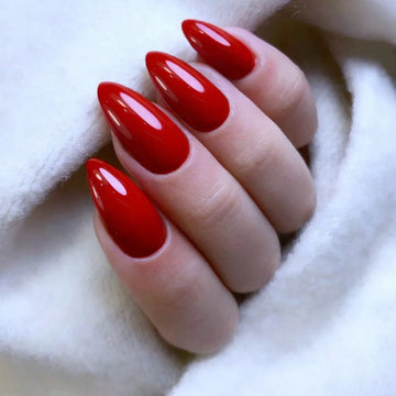 Artificial Short Fake Nail Press On False Nails Stiletto Shiny Wine Red DIY Women Fingertips Full Cover Manicure Tools