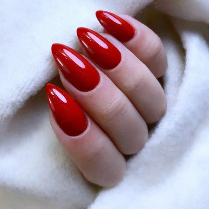 Artificial Short Fake Nail Press On False Nails Stiletto Shiny Wine Red DIY Women Fingertips Full Cover Manicure Tools