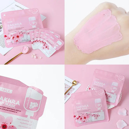 1/5/10 PCS Sakura Mud Mask Nourishing Deep Cleansing Korean SkinCare Product Hydrating Moisturing Skin Conditioning Brightening