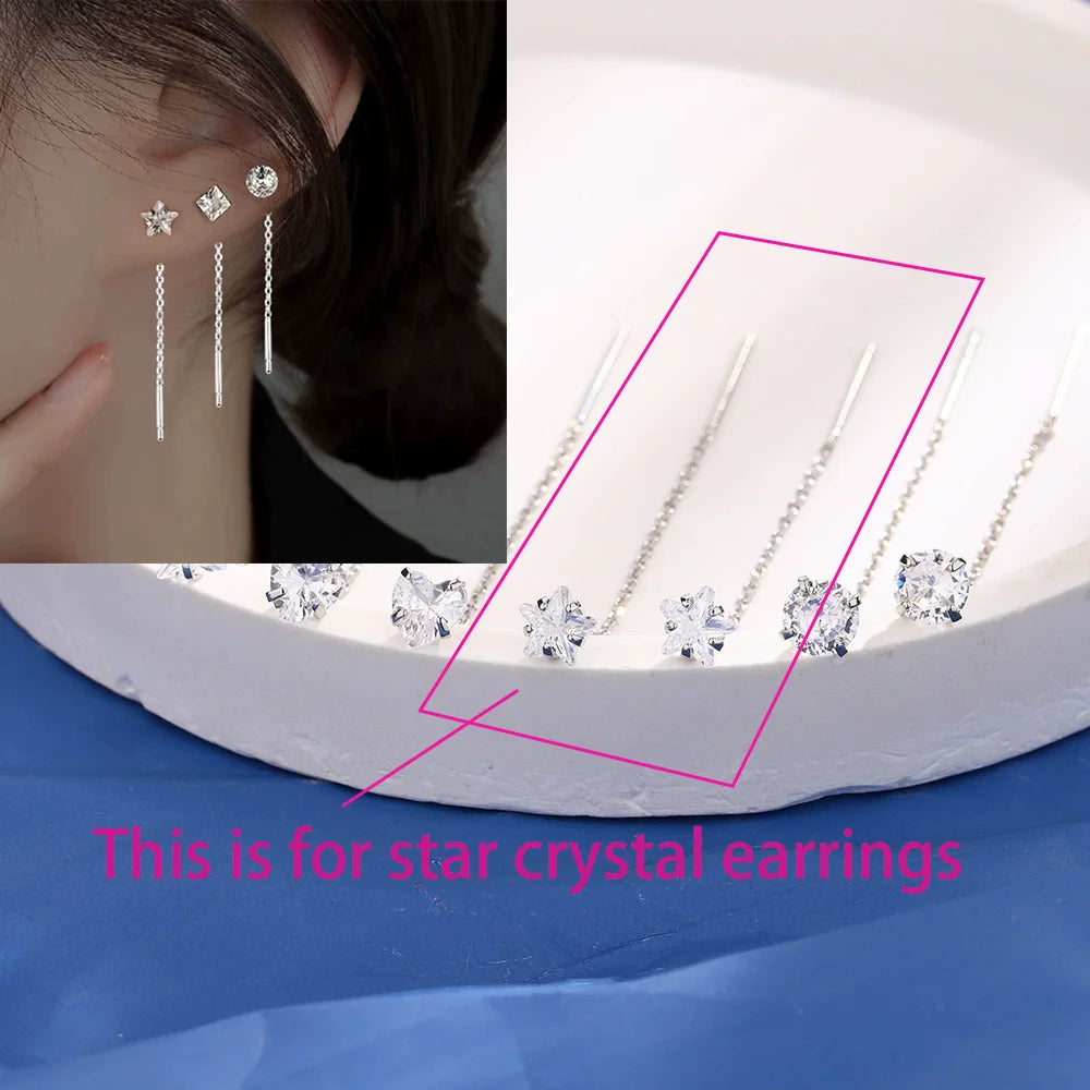 Ventfille 925 Sterling Silver Star Earring for Women Girl Simple Tassels Chain Fashion Office Jewelry Gift Dropshipping