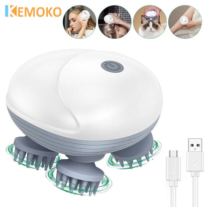Electric Head Scalp Massager Body Shoulder Leg Arm Neck Deep Tissue Antistress Relax Kneading Muscle Tension for Cat Pet Massage
