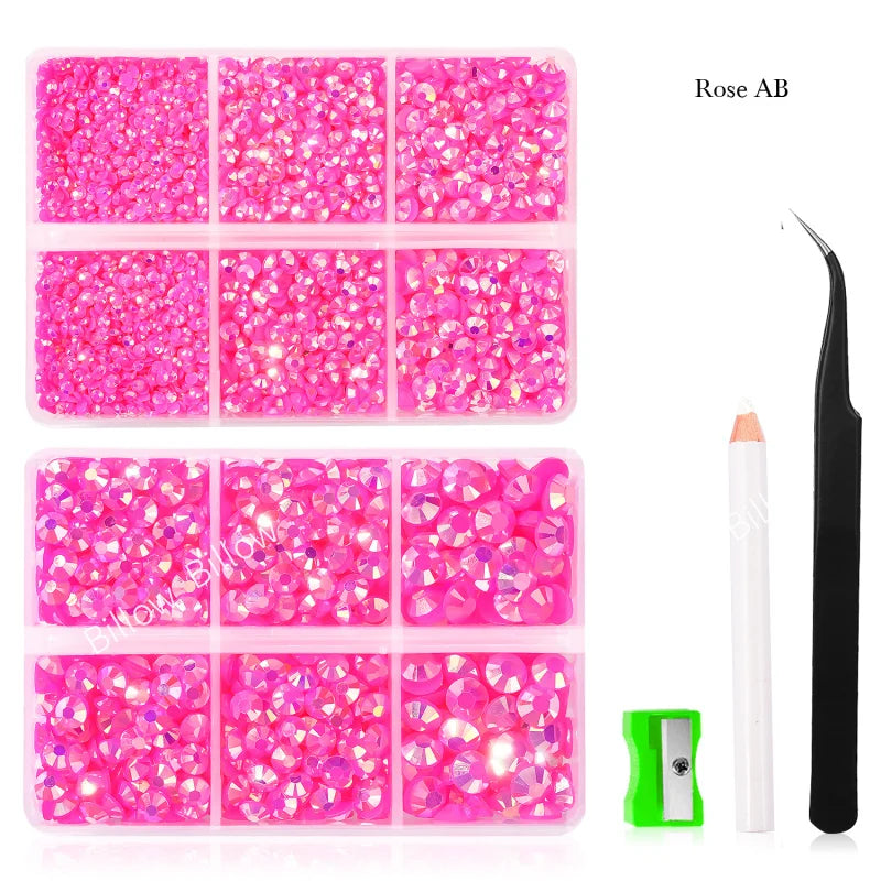 Mix Size Glitter Resin Non Hotfix Rhinestones Box стразы DIY Nails Crystals Strass Diamond for Nail Art vestidos 원피스 elbise Dres