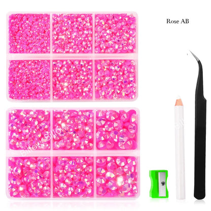 Mix Size Glitter Resin Non Hotfix Rhinestones Box стразы DIY Nails Crystals Strass Diamond for Nail Art vestidos 원피스 elbise Dres