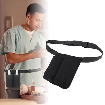 Massage Waist Pouch Two Bottles Massage Bottle Bag Adjustable Belt Supplies Professional Lotion Holster for Therapist